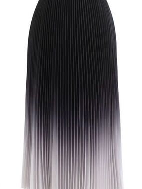 WD.NY Black to Light Gray Ombre Pleated Maxi Skirt